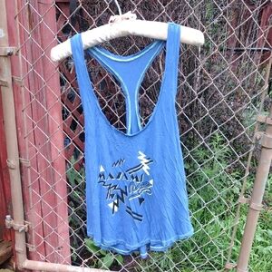 Vibrant Blue Graphic Racerback Tank Top